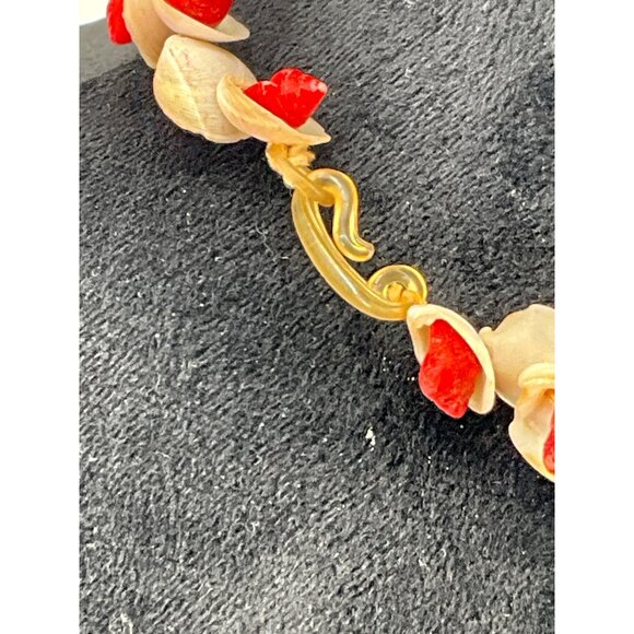 Shell & Coral Choker Necklace Womens Ocean-Inspired Jewelry With clear plastic H - Picture 4 of 4